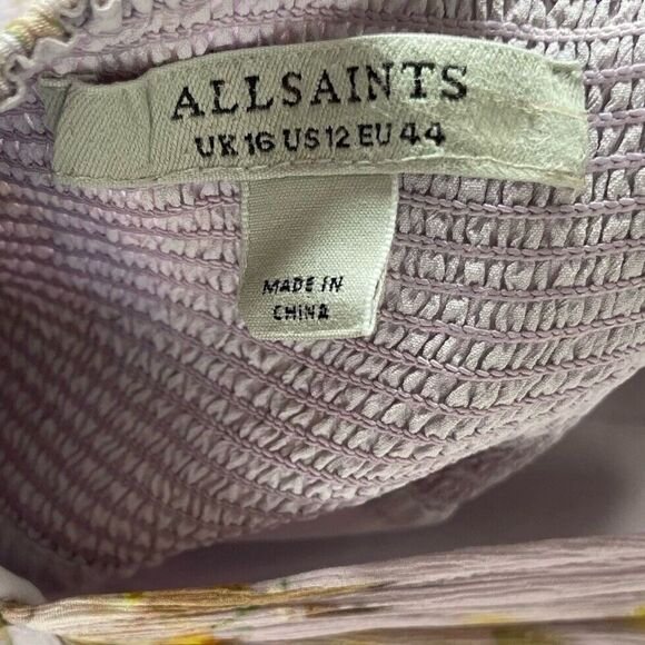 All Saints Floral Midi Dress Wedding Guest Bridesmaid Cream and Gold - Picture 12 of 14